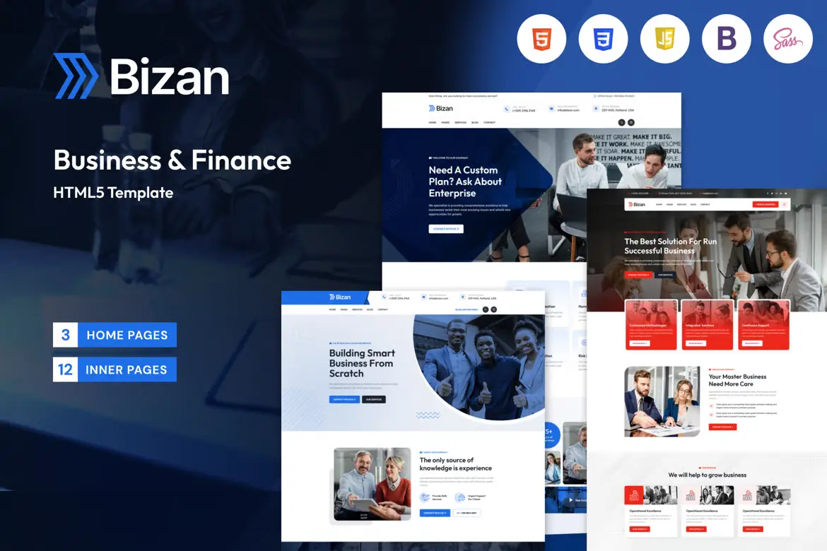 Giao diện website Bizan Business Finance Html5 Template