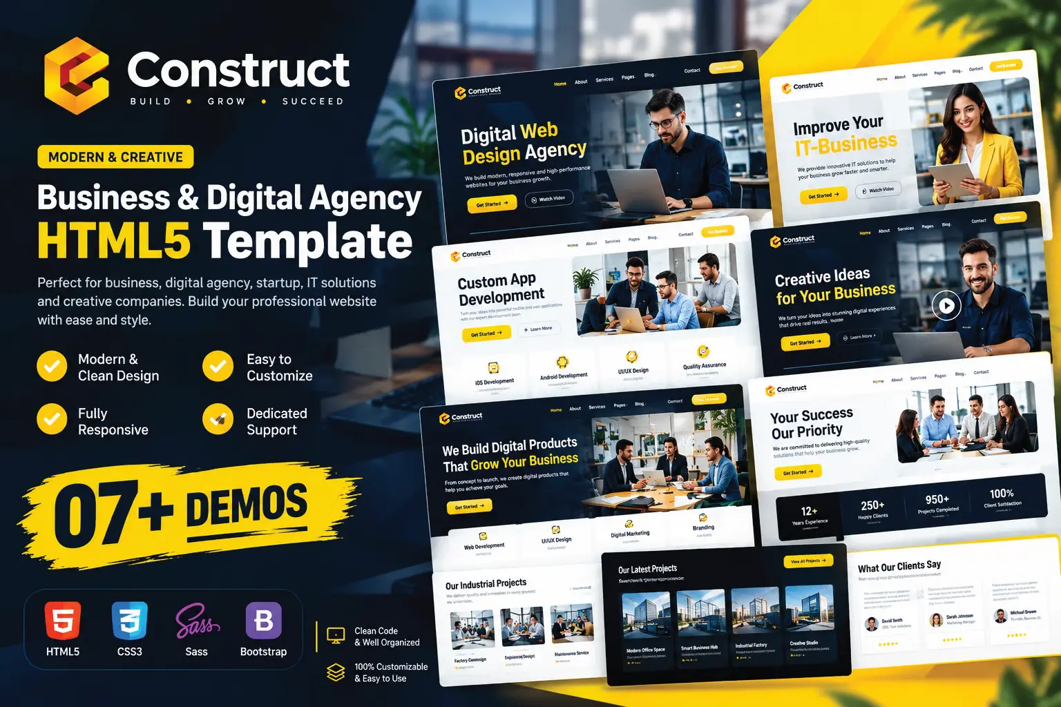 Giao diện Construc Business Digital Agency Html5 Templat