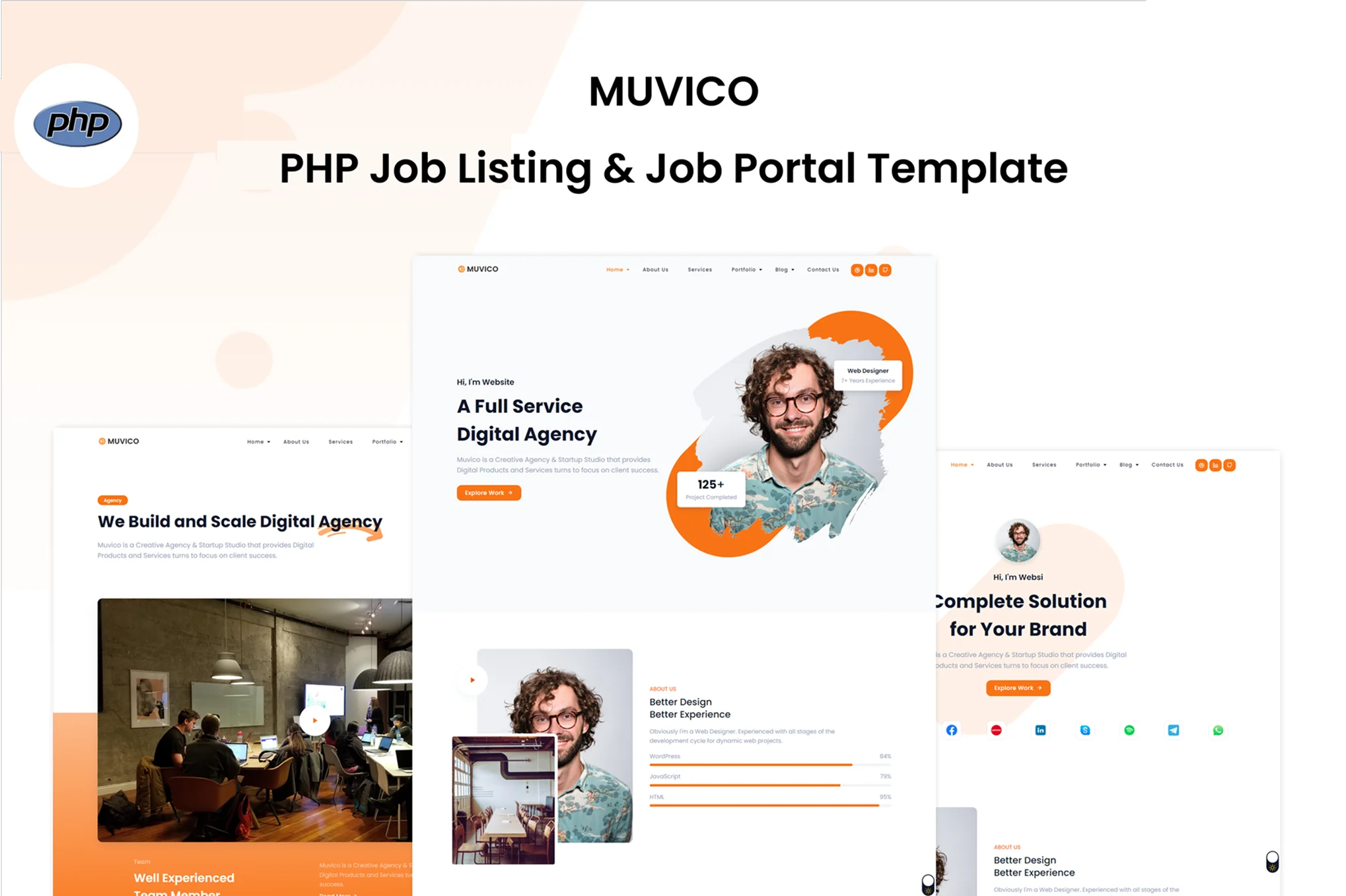 Giao diện Muvico PHP – Template portfolio cá nhân tối giản