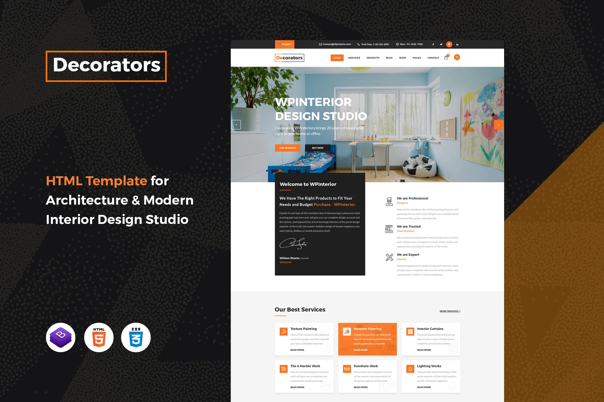 Giao diện Decorators Architecture Interior Template