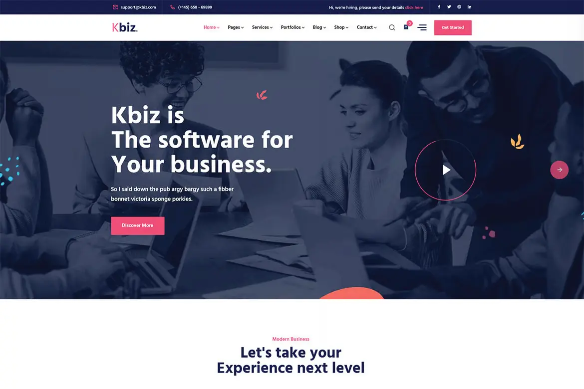 Giao diện website Kbiz Modern Business And Corporate Html Templat