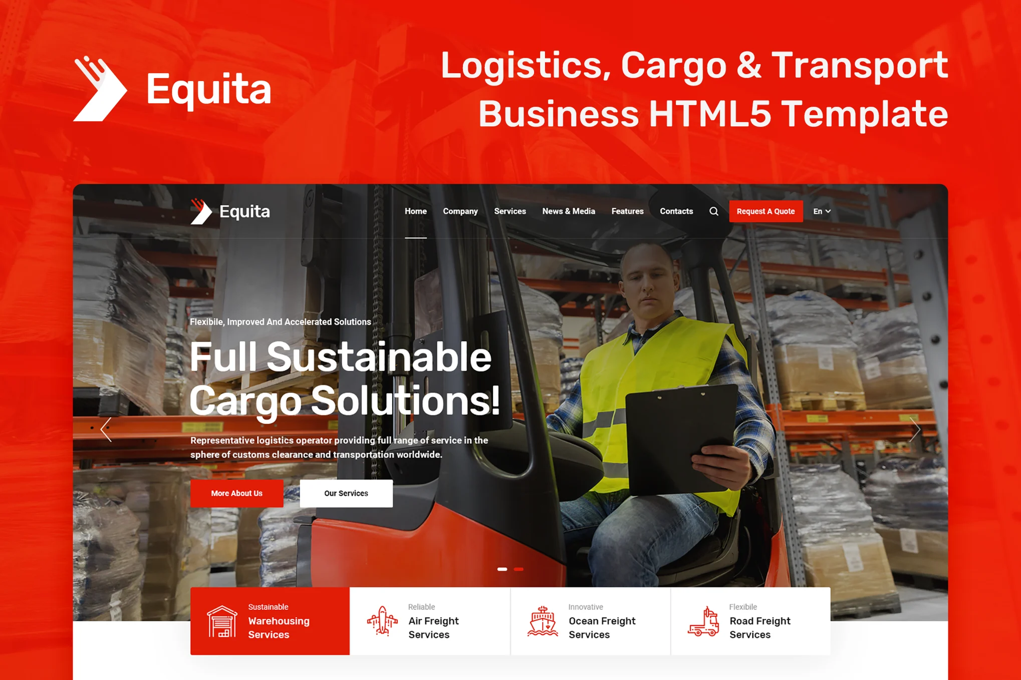 Giao diện website Equita Logistics Cargo Html Template