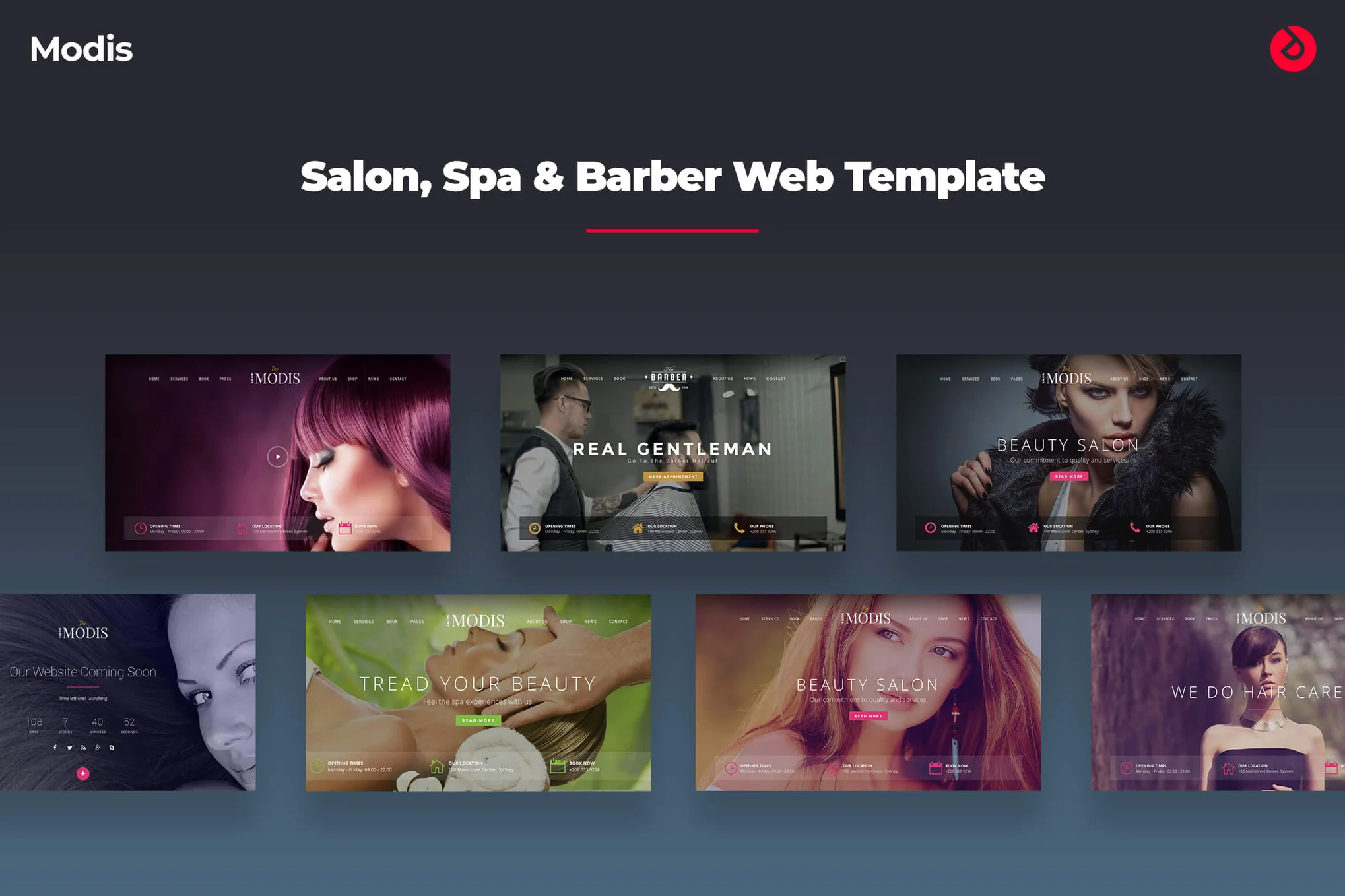 Giao diện website Salon Spa Barber Website Template Modis