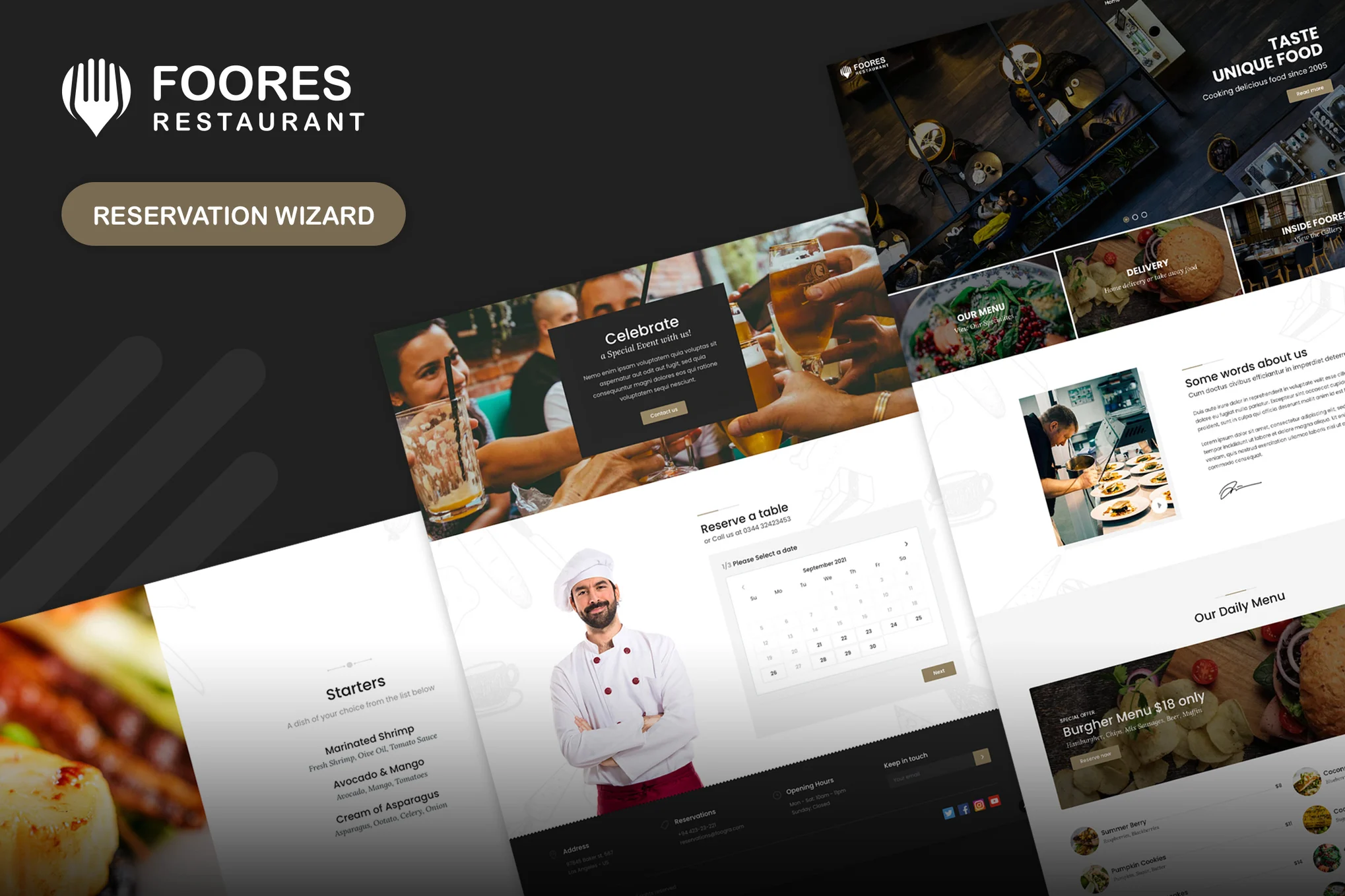 Giao diện website Foores Restaurant Site Template
