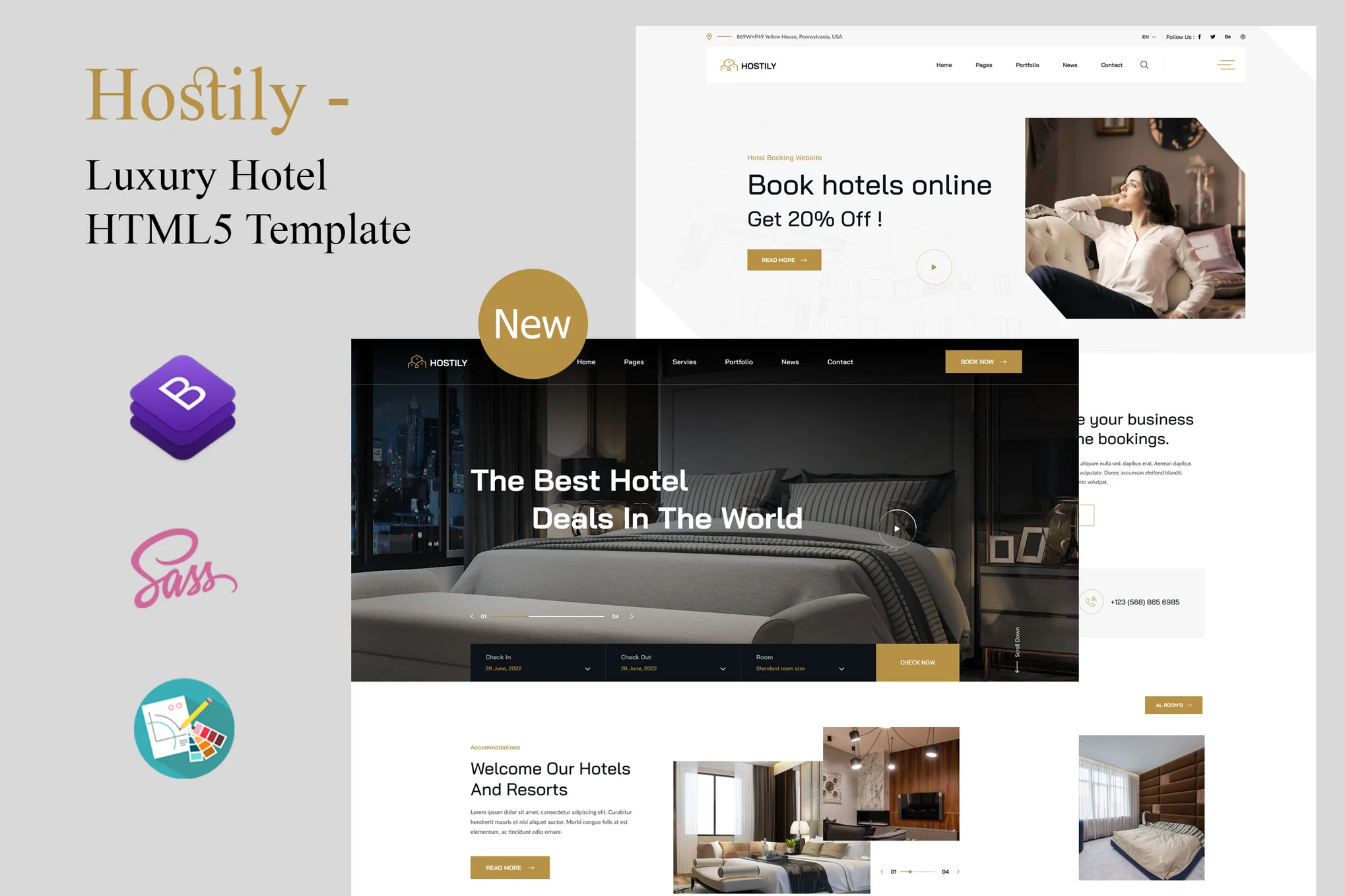 Giao diện website Luxury Hotel Booking Bootstrap Template